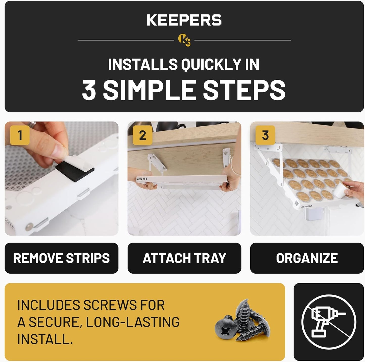 24 COFFEEKEEPERS KEEPERS Under Cabinet K Cup Holder with Swing-Down Access Space-Saving Coffee Pod Holder and K Cup