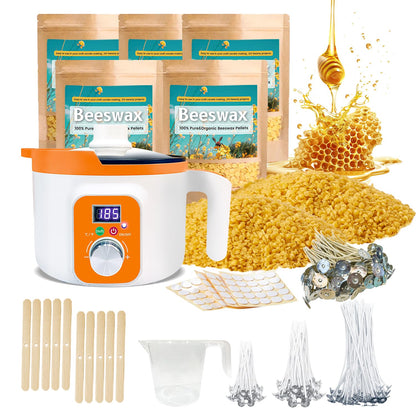 Ksedcon Beeswax for Candle Making Kit, 5lb Beeswax to Make Candles Include Bees Wax with Digital Wax Melter, Candle Wicks, Stickers, Candle Making Kit for Adults