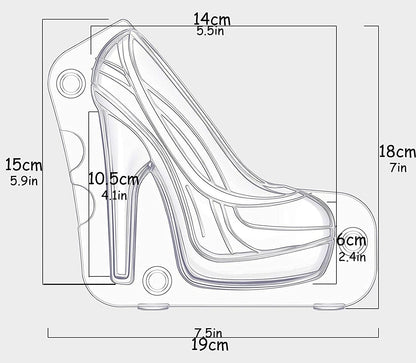 High Heel Chocolate Mold - 3D Shoe Candy Mold for Birthday Cake, Large Chocolate Molds, Fondant Heel Mold.