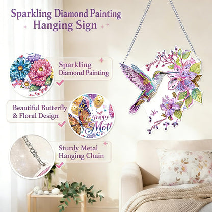 Xylzzuit Diamond Art Kit for Adults DIY Painting Hanging Pendant Special Shaped Rhinestone Gem by Numbers Craft Wall Window Ornament Home Decor Double Sided (Dragonfly)