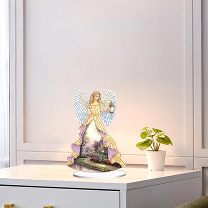 JZHYOAN Angel Diamond Art Desktop Ornaments Gem Painting Table Ornaments Gem Art for Adults Diamond Painting Desk Stand Crystal Arts Mosaic Kit DIY Desktop Kits with Special Shape