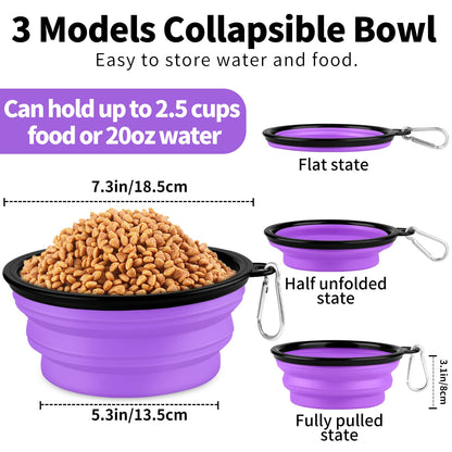 Collapsible Dog Bowls-2 Pack Large Size for Large/Medium Dogs, Pet Travel Water Bowl, Dogs Cat Portable Water Bowl, Dog Pet Feeding Watering Dish Outdoor Hiking Parking Traveling with 2 Carabiners