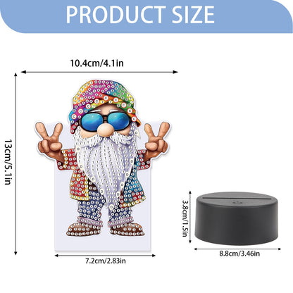 JISHSHAY Diamond Painting Night Light Diamond Art Table Lamp Gem Art LED Lights Gem Painting Desk Lamp Mosaic Kits for Adults DIY Kits for Adults Paint by Numbers with Special Drills Gnome