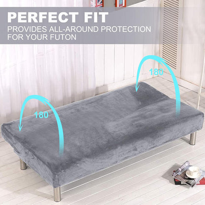 ele ELEOPTION Armless Sofa Slipcover, Stretch Velvet Futon Cover Protector, Modern Simple Folding Couch Cover