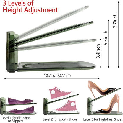Yes!Fresh Closet 3 2 Pack) Shoe Slot Organizer, Boutique Display Style Shoe Stacker for A Pair of Shoes, Separable Shoe
