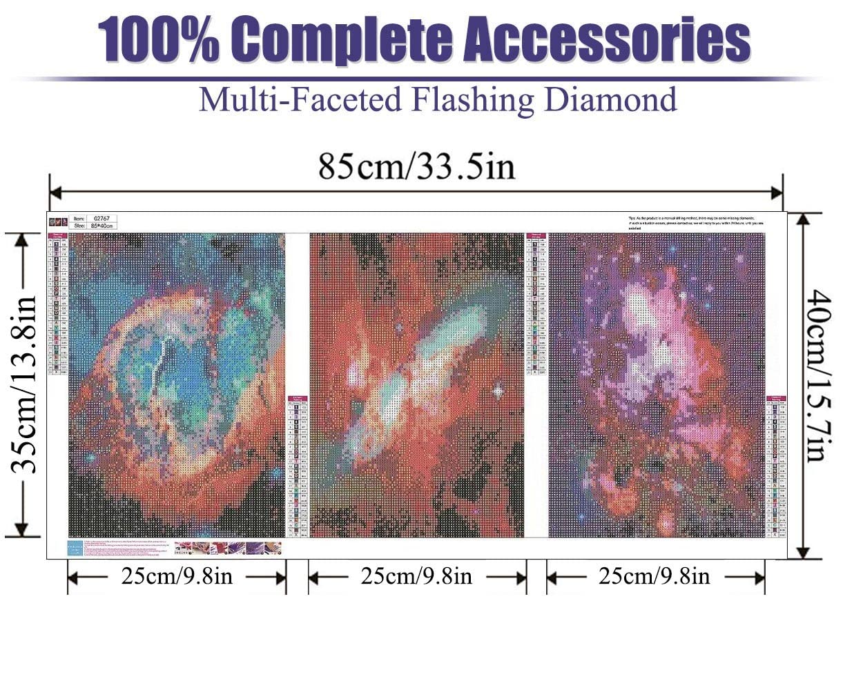 pchmcu 3 Pack Galaxy Diamond Painting Kits for Adults,5D Diamond Art Painting,DIY Full Drill Crystal Rhinestone Arts and Crafts,Gem Art Star Painting with Diamond Home Wall Decor 9.8x13.8 inch
