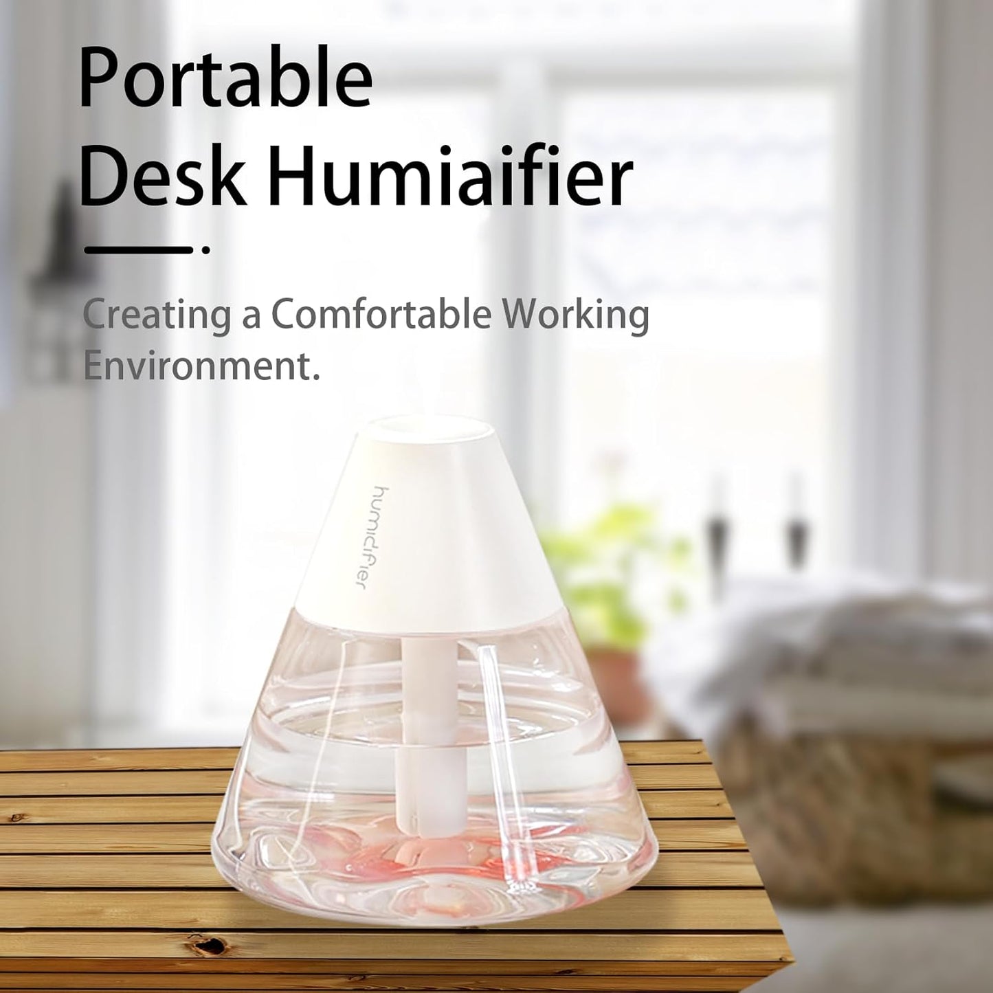 INVODA Mini Humidifiers, 260ml USB Personal Cool Mist Humidifier with Night Light, White