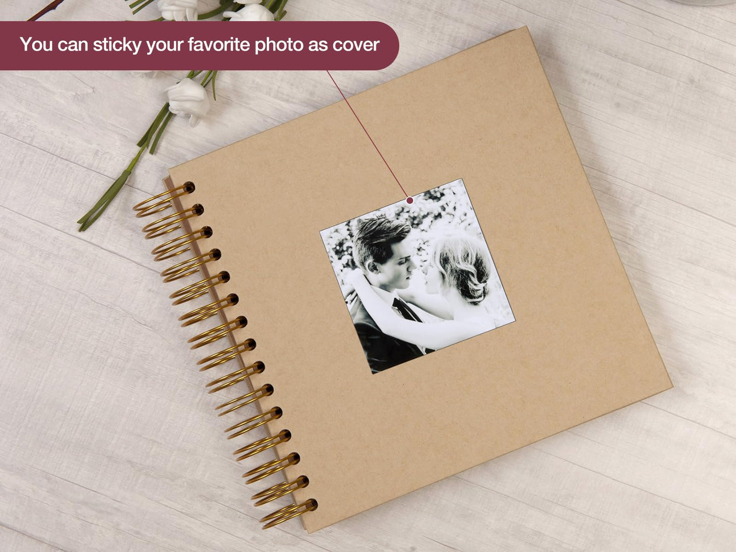 potricher 8 x 8 Inch DIY Scrapbook Photo Album 80 Pages Thick Kraft Blank Yellow Paper Memory Book for Wedding and Anniversary Family (Yellow, 8 Inch)