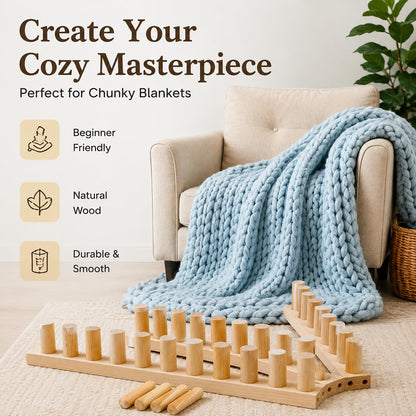 blloocod 46” Chunky Blanket Loom Knitting Loom for DIY Throw Blankets, Hand Knitting Yarn Chunky Blanket Kit