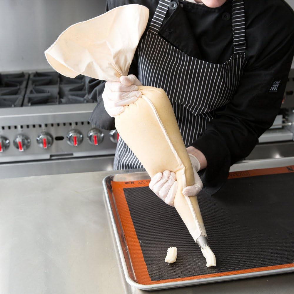 Ateco 3224 24" Canvas Pastry Decorating Bag - Durable Heat Resistant, Hemmed Tip, French Seamed Side