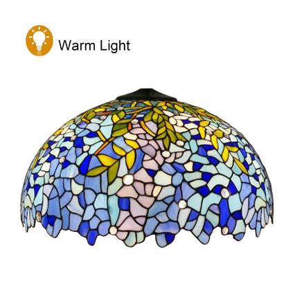 20 Inch Lamp Shade Replacement, Only Tiffany Style Stained Glass Lamp Chimney, Floral Design, Red Green Pink Blue Yellow Fit for Table Lamp, Pendant Light, Floor Lamp,Wisteria