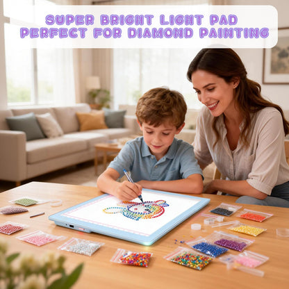 Light Up Tracing Board Kits Blue, 15" Writing Tracer Pad for Kids Ages 3-12, Drawing Tablet Supplies for Diamond Art Painting Accessories, Sketching Light Box Table for Boys Adults Holiday Gift Toys