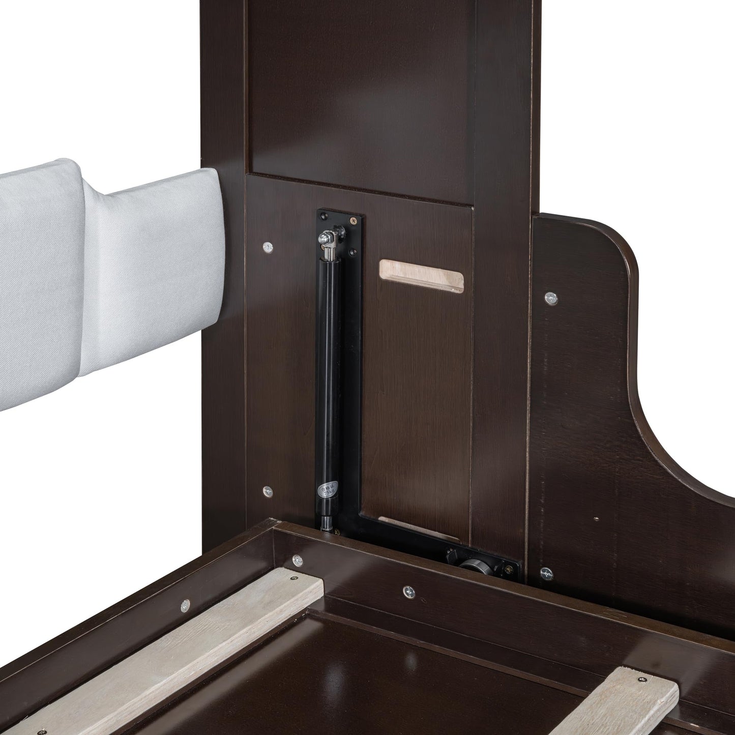 Ball & Cast Murphy Bed Queen Size Wall Bed with Sofa,Wood Murphy Bed,Platform Bedfram Chest can be Folded,Hideaway Cabinet w/Cushion,Space-Saving Furniture for Study,Office,Espresso