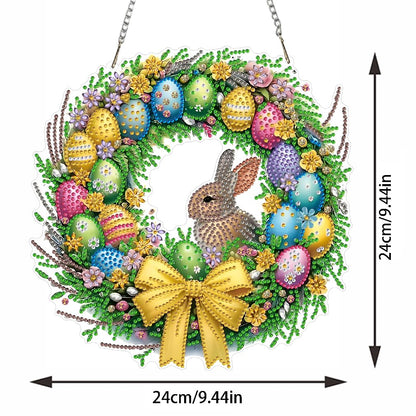 STGLCR Rabbit Easter Egg Diamond Art Hanging Kit for Adult,Special Shaped Rhinestone,Double Sided DIY Acrylic 5D Diamond Art Painting Window Pendants Home Garden Wall Hanging Kits Ornament 9.44inch