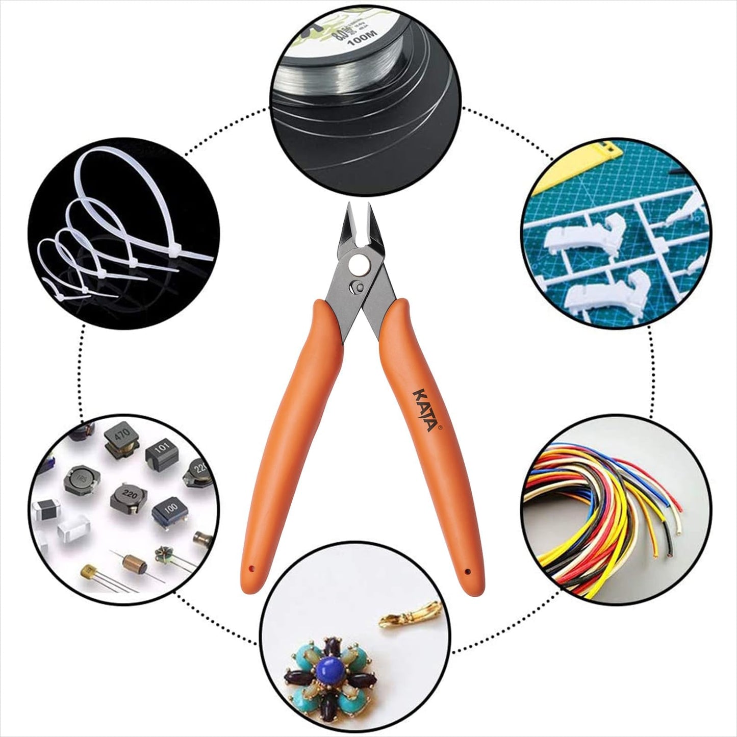 KATA 5-Pack Micro Wire Cutters, Precision Electronics Flush Cutter and Side Cutting pliers, Clean Cut for Model, Jewelry, Model Kits