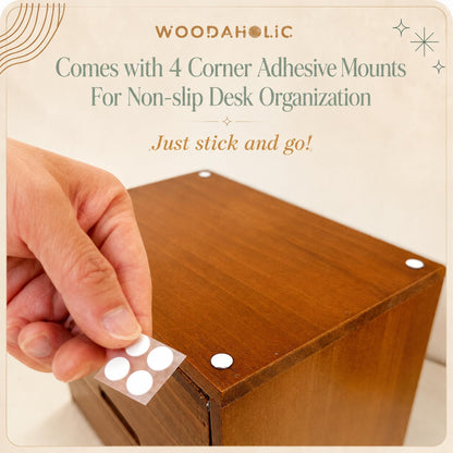 Modular Stackable Apothecary Cabinet 4 Drawer Desk Organizer - Retro Library Card Catalog Wood Storage Box - Organize Stationery, Thread Embroidery, Sewing, Crafts, Junk Drawer & Supplies Countertop
