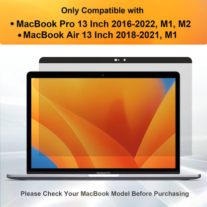 Magnetic Privacy Screen for MacBook Pro 13 Inch(2016-2022, M1, M2), Anti Glare Blue Light Filter with Camera Cover, Anti Spy Laptop Screen Protector