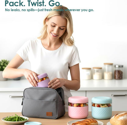 24 oz Glass Lunch Bowl Container with Lid | Leak & Spill Proof, BPA-Free, Microwave & Dishwasher Safe, Airtight Meal
