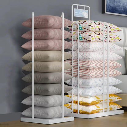 Desirelux Freestanding Pillow Display Rack, Cushion Storage Rack, Metal Steel Frame ，Commercial Retail Pillow Quilt Display Stand for Mall Clothing Stores(Set of 2)