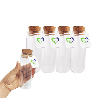 ELYSAID 4pcs of 150 ml Empty Clear Glass Bottles Vials With Cork Stopper Storage Jars 47x120mm Bottle 5.3oz