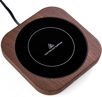 3 Settings, 54-Inch Coffee Mug Warmer with Auto Shut Off, Temperature Brown Wood Grain Design, Electric Beverage Heater