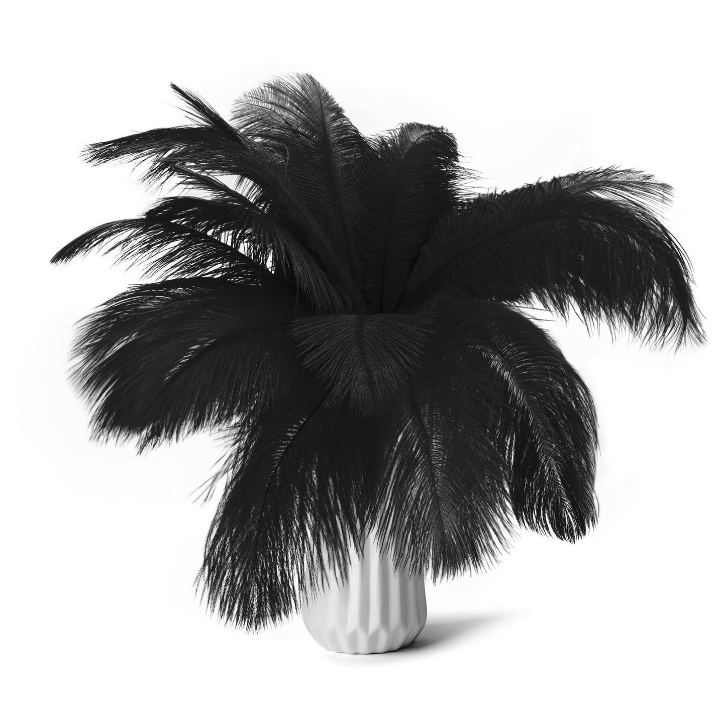 80pcs 15-17 inches (38-43 cm) Natural Bulk Ostrich Feathers Kit. Kits Contain 8-10 inches of Feathers and 7 inches of White Feather Sticks.for Various DIY Projects. (Black, 8-10-Inch)