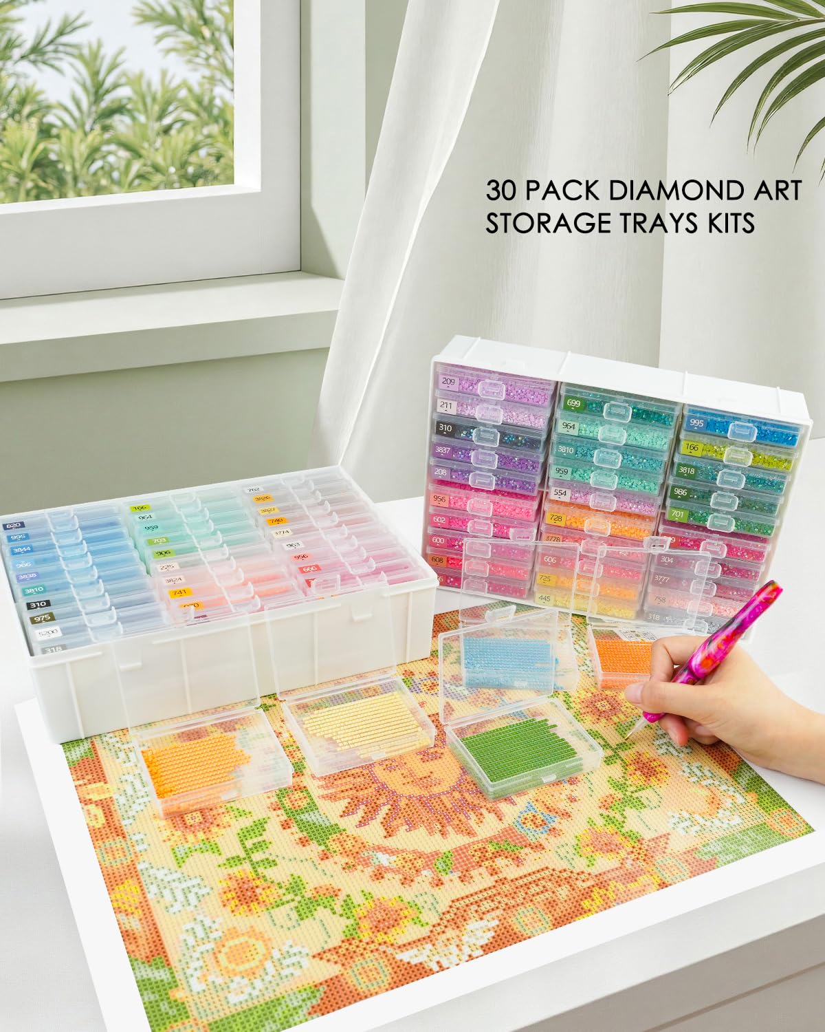 YBUTVY Diamond Art Trays with Lids, 30PCS Diamond Painting Trays with Lids ＆ Diamond Painting Storage, Diamond Painting Accessories for Diamond Art Beads (1 Pack)