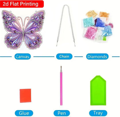 ARPADAMO Hanging Diamonds Art kit for Adult,DIY Butterfly Pendant Diamonds Painting Art Kit, 7.8x7.8 inch Acrylic Diamonds Painting Board Kit Ornament, Special Crystal Diamond Hanging Ornament
