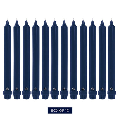 Colonial Candle Unscented Taper Candle, Classic Collection, Indigo, 12 In, Pack of 12 - Up to 10 Hours Burn