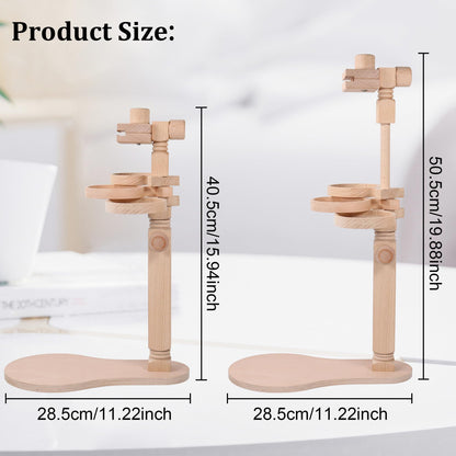 Adjustable Rotating Embroidery Hoop Stand - Beech Wood Holder with Storage Trays, Hands-Free Lap Design for Cross Stitch & Craft Needlework