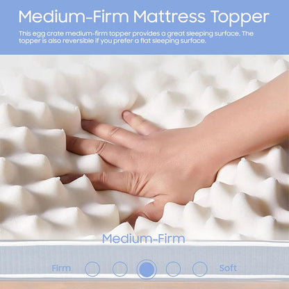 2-inch Greaton Breathable Convoluted Egg Shell Foam Mattress Topper | Toppers for Mattresses Adds Ultimate Comfort