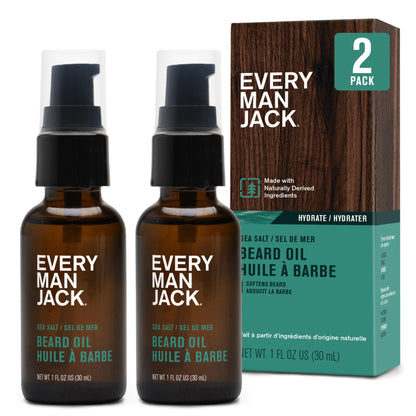 Every Man Jack Men's Beard Oil - Aged Bourbon Fragrance - Deeply Moisturizes and Softens Your Beard and Adds a Natural Shine - Naturally Derived with Shea Butter and Argan Oil - 1 fl oz