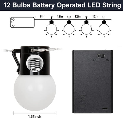 12 Bulbs G40 JoyBox Design LED Light - Battery Operated String Lighting for Marquee Letters Numbers - Indoor & Outdoor