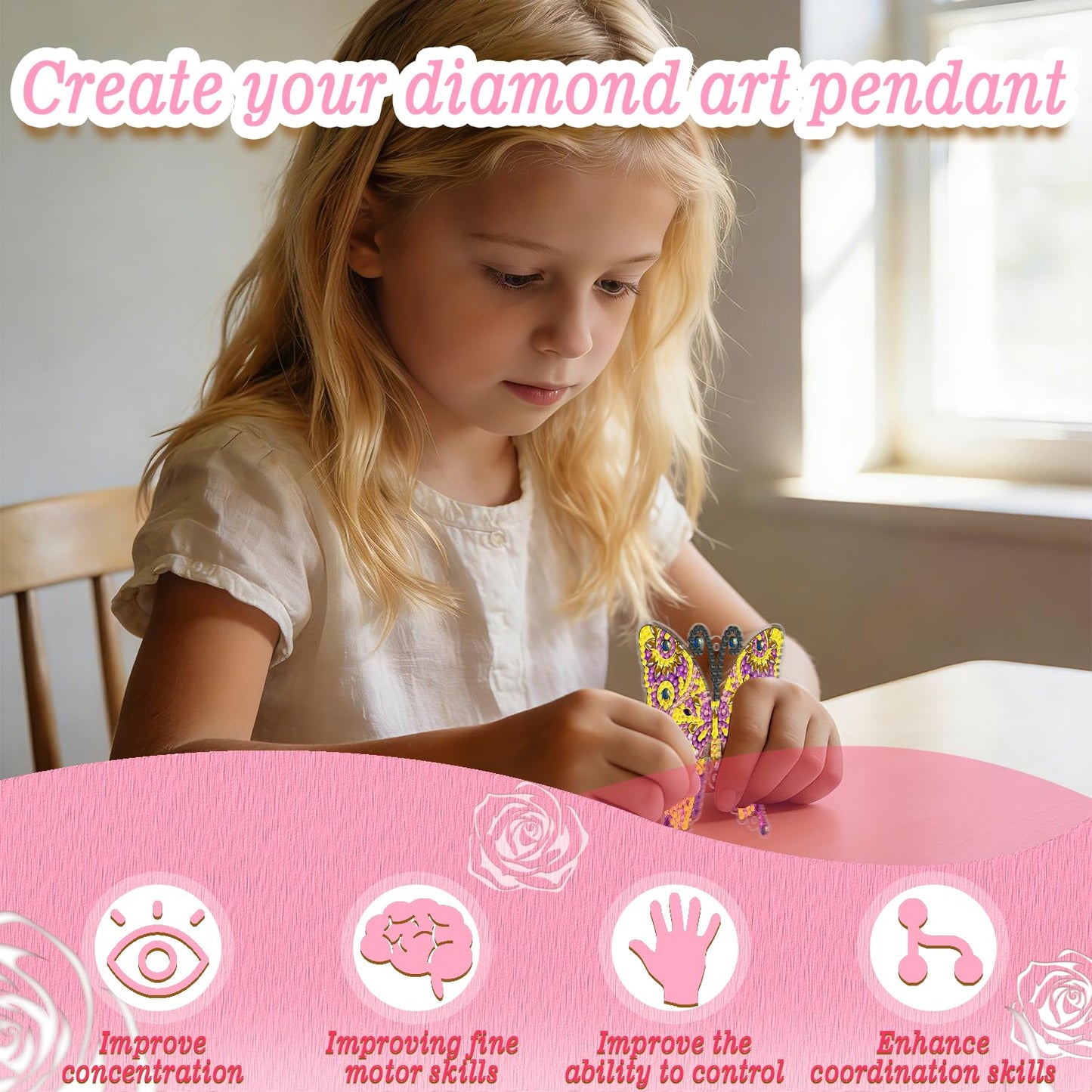 Leatrice 6PCS Spring Diamond Art Kits Suncatcher Small Diamond Painting Set DIY Crafts Hanging for Home Decro Double Sided Crystal Rhinestone Decorations