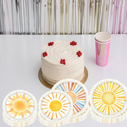 METIXOZE 80ps First Trip Around the Sun Decorations Boho Sun 1st Birthday Paper Plates Boho Sunshine Hippie Party Plates for Sunshine Baby Shower Party Supplies