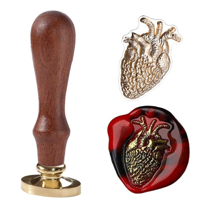 Ychostamp Halloween Wax Seal Stamp - Heart Sealing Wax Stamp, 3D Cardiovascular Specimen Brass Seal for Halloween Wedding Invitation Card, Envelopes, Gift Decoration