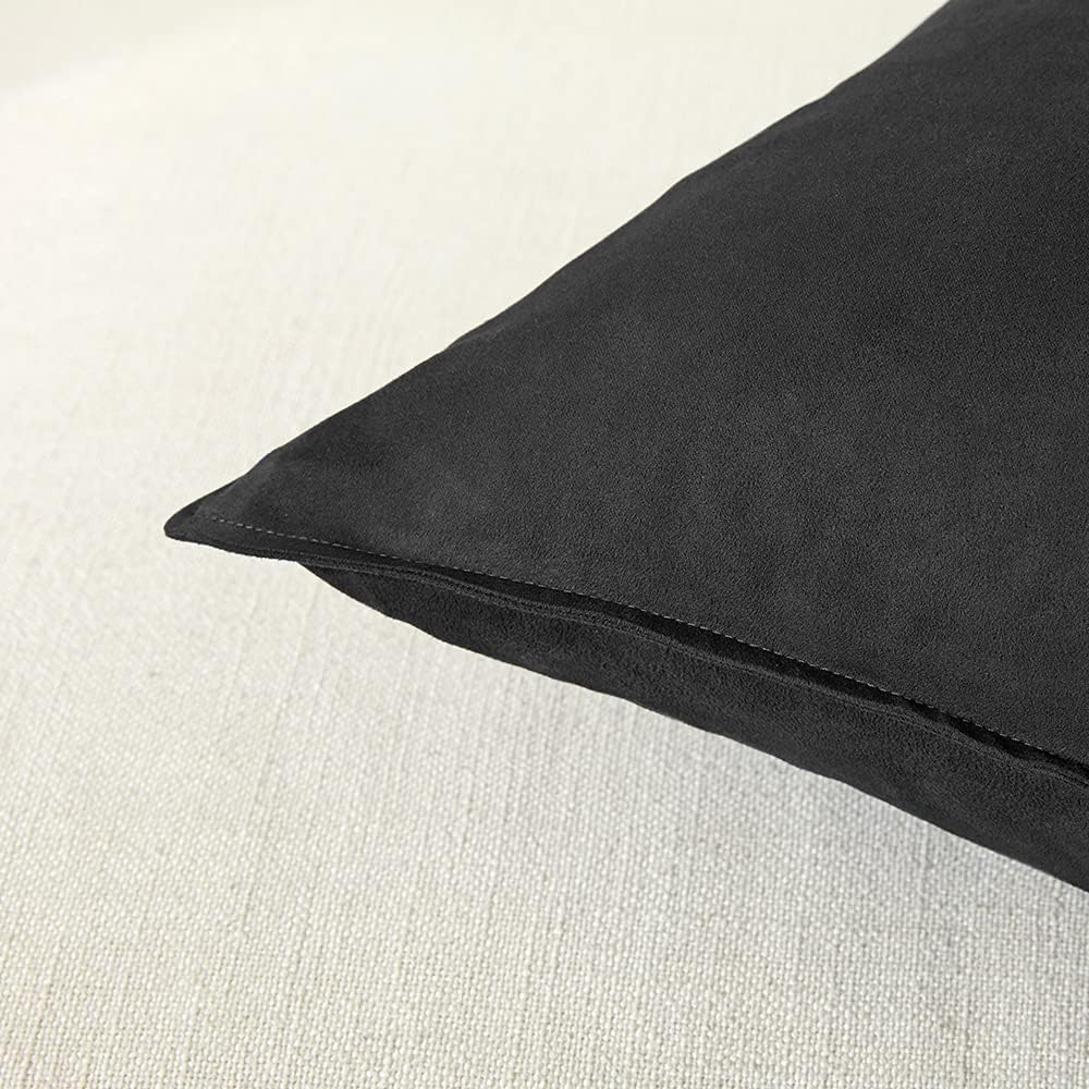 Fancy Homi 2 Packs 14x24 Inch 35x60 cm Black Long Lumbar Decorative Throw Pillow Covers for Living Room Couch Bed Sofa