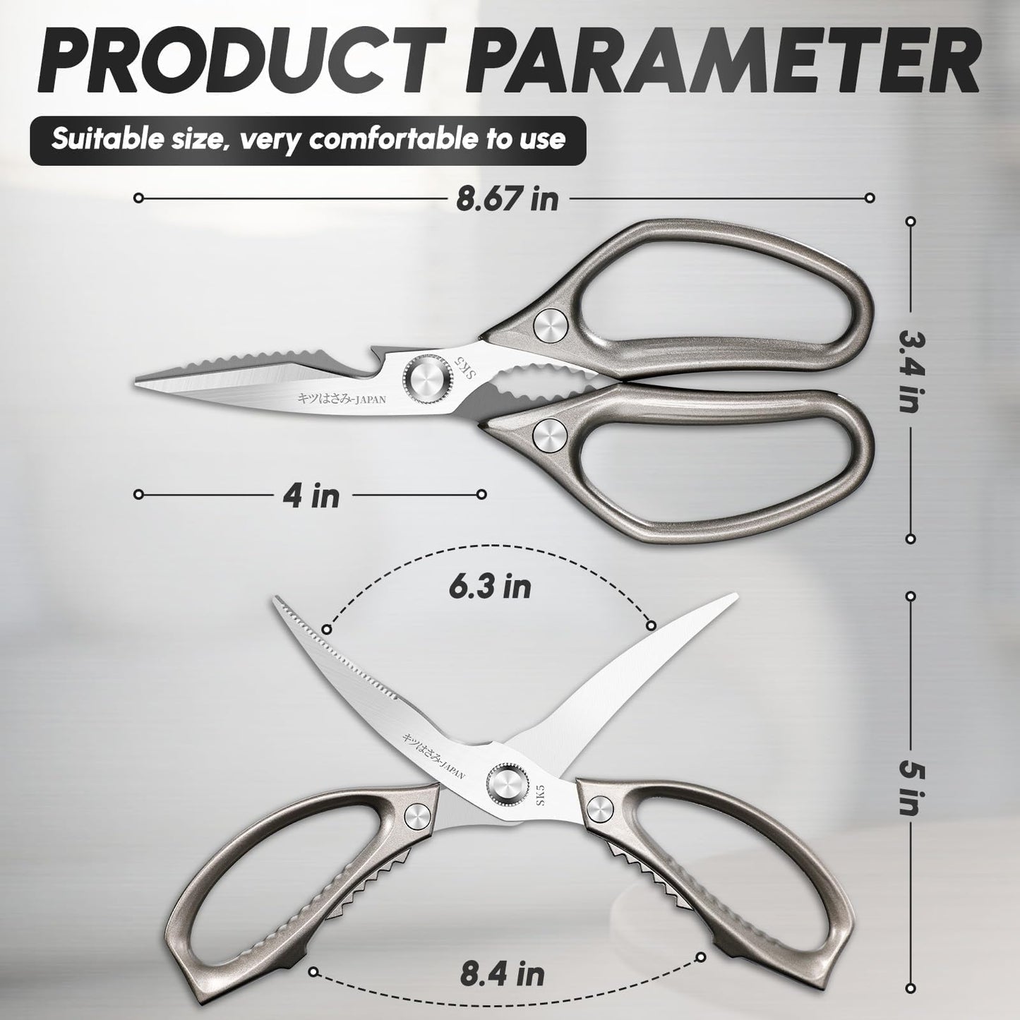 SSGP Kitchen Shears Set, All Purpose Heavy Duty Poultry Shears, Sharp Japanese Meat Scissors, Dishwash Safe Stainless Steel Kitchen Scissors for Food, Chicken Bones, Turkey, Christmas Gifts Women Men