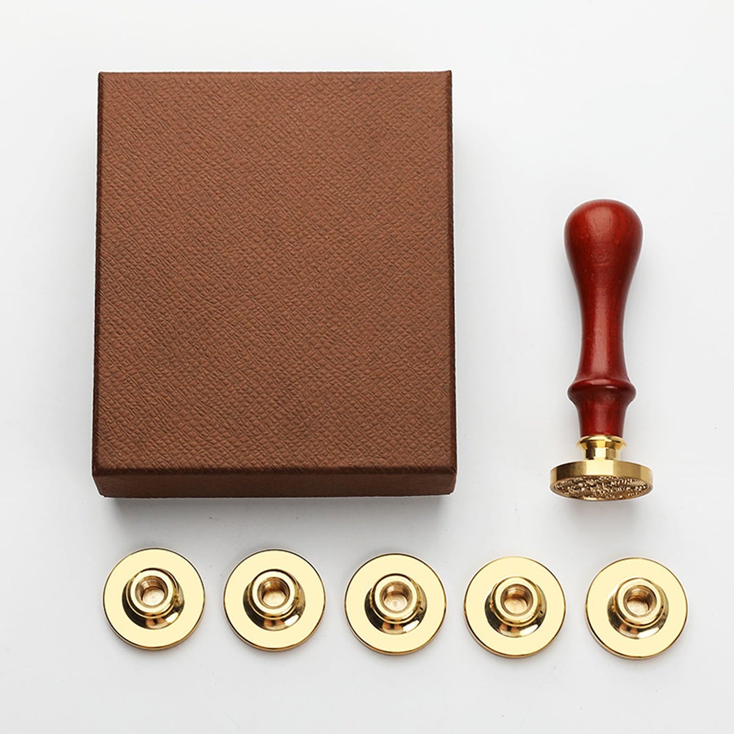 Wax Seal Stamp Kit, 6 Pcs Wax Seal Stamp Head 1 Wooden Hilt Letter Wax Seal Kit, Sealing Wax Stamp Seal Set Include Lily/Daisy/Mushroom/Oval Blank Envelope Sealing Wax Stamps for Wedding Invitation