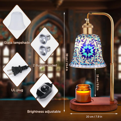 DIY Turkish Mosaic Candle Warmer Lamp Kit, Stained Glass Wax Melt Warmer Lamp Making Kit- Easy,Fun, No Experience Needed, Mosaic Art &Craft Project Kits for Adults &Teens, Make Your Own Lamp, Blue