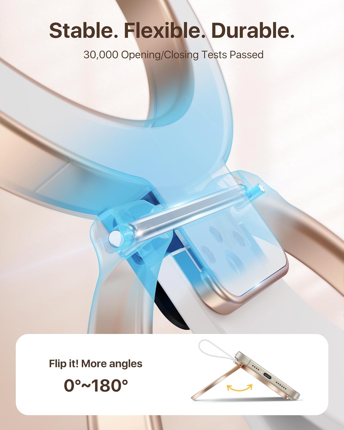 andobil [2025 Unrivaled Stability] Magnetic Phone Grip Holder for MagSafe Ring Stand Holder Kickstand Compatible with MagSafe Accessories for iPhone 17 Air 16 Pro Max Plus 15/14/13/12&Android,Rosegold