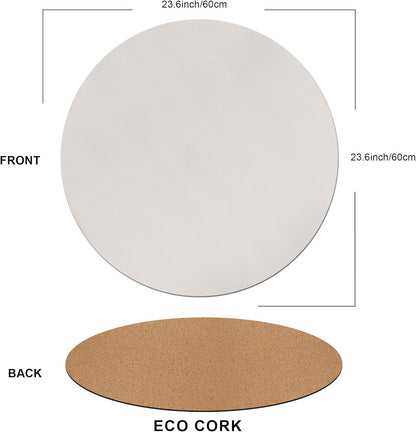 23.6 Inches CENNBIE Round Table Mat - Cork Table Pad Protector- Suitable as Side Dining Coffee Table Cover (Cream)