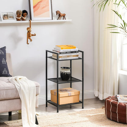 3-Tier UBSC33BK SONGMICS Storage Rack, Bathroom Shelf, Extendable Plant Stand with Adjustable Shelf, for Bathroom
