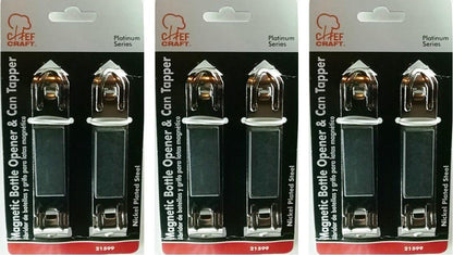 Chef Craft Bottle Opener/Can Tapper with Magnet, 3 Packs of 2