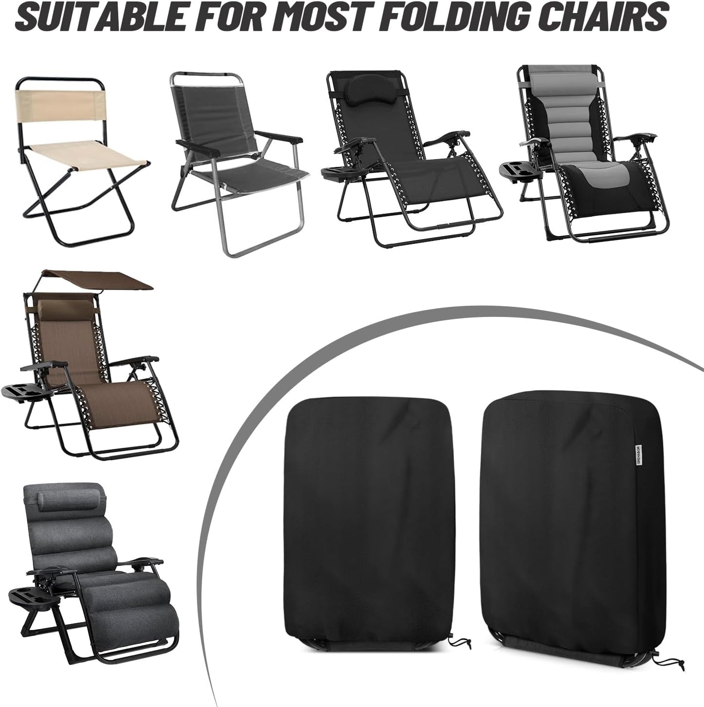 GREHABOR 420D 28 43 Inch Outdoor Zero Gravity Folding Chair Cover Waterproof Folding Lawn Lounger Recliner Chair Covers