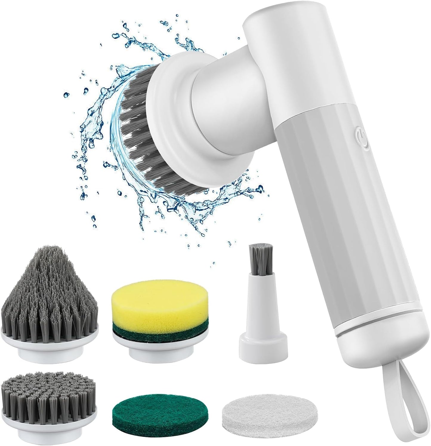 Electric Spin Scrubber, DEPURE Cordless Cleaning Brush with 2 Speeds and 6 Replaceable Brush Heads