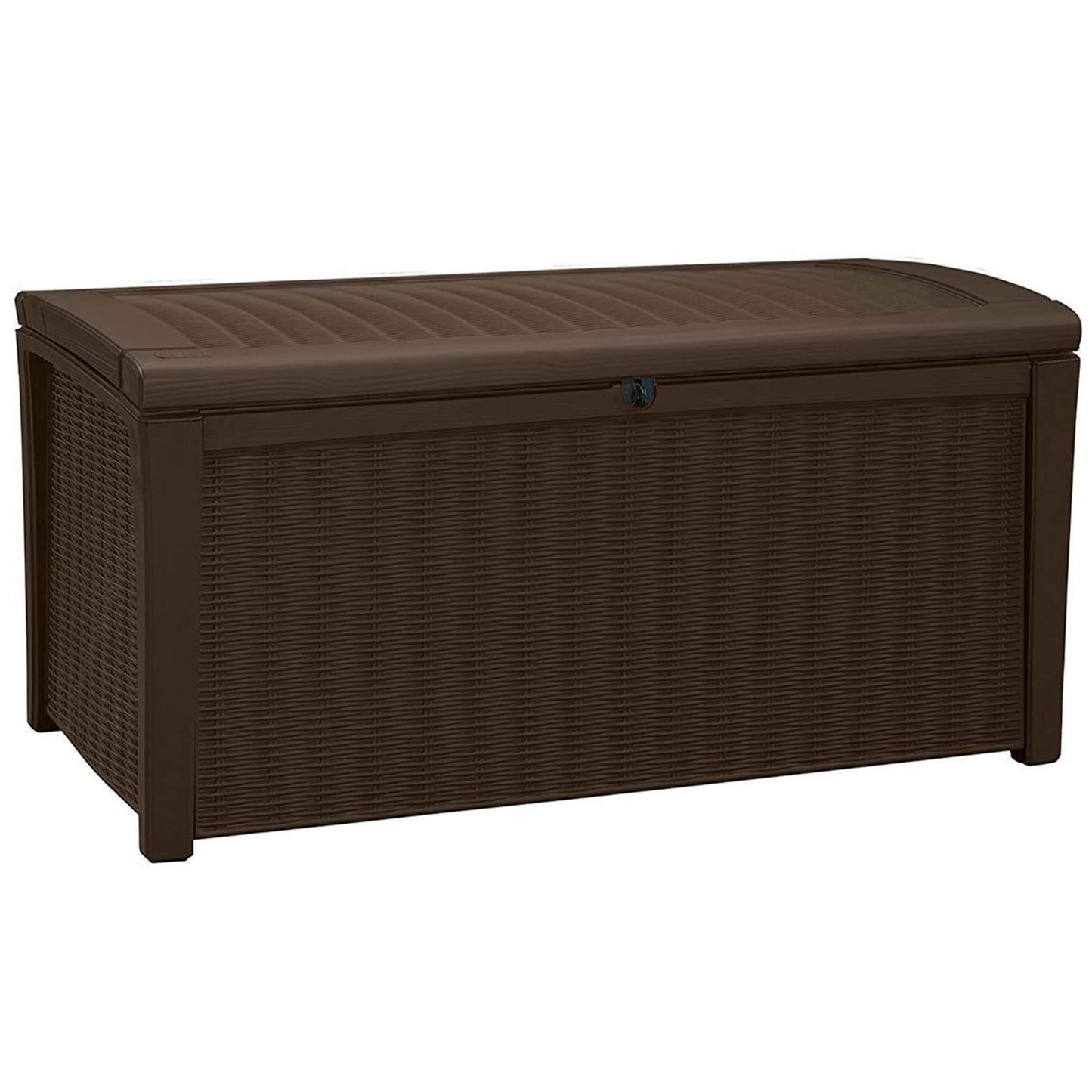 Keter 2-Pack Borneo 110 Gallon Deck Box Organizer, Doubles as 2-Person Bench Seat, Brown – Large Resin Outdoor Storage and Seating with Lockable Lid for Garden, Pool, and Patio