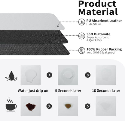 Coffee Mat, Absorbent Bar Mat for Countertops, Fits Under Coffee Maker, Rubber Backed Dish Drying Mat for Kitchen