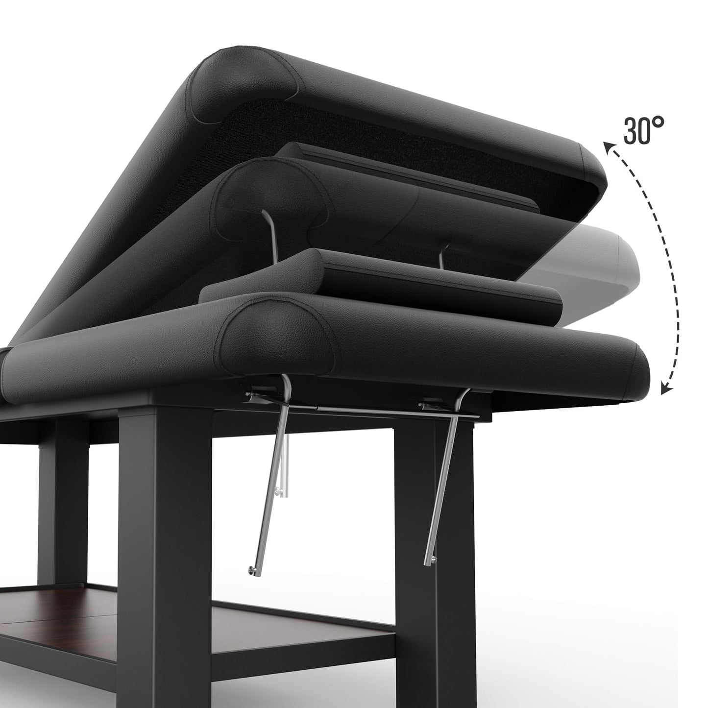 Metal Frame Heavy Duty Stationary Massage Table with Open-Chest & Headrest for Treatment Table, Physical Therapy Table, Spa Facial Professional Massage Bed, Black Leather 31.5'' W x 75.5'' L, 700LBS