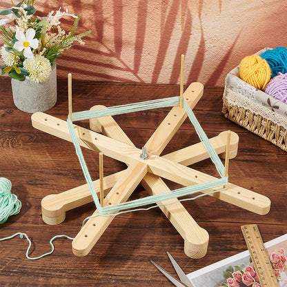 BENECREAT Amish Style Yarn Swift Winder, Portable Wooden Yarn Swift, Desktop Standing Needlecraft Yarn Finishing Tool with Flat Cross Base for Wool, Yarn and Embroidery Thread